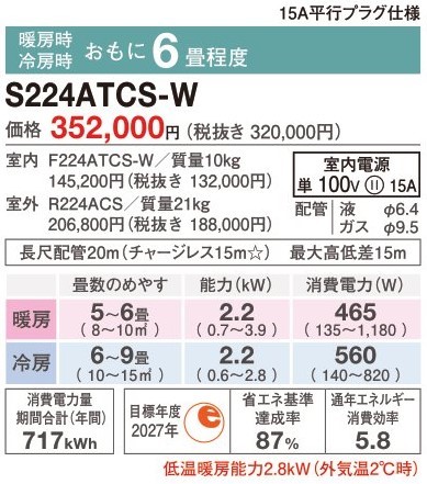 S224ATCS-W価格