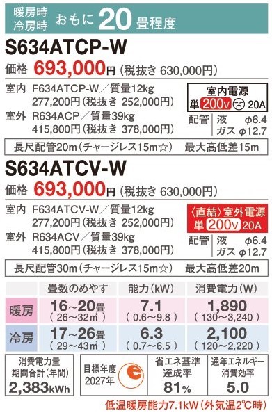 S634ATCS-W価格 
