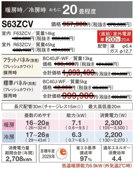 ダイキンハウジングエアコンS63ZCV