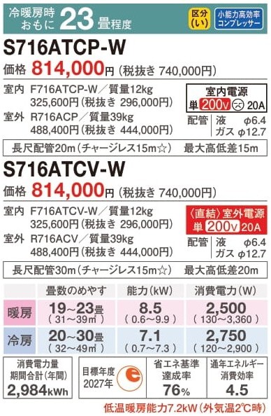 CXシリーズ2026年モデル 23畳程度